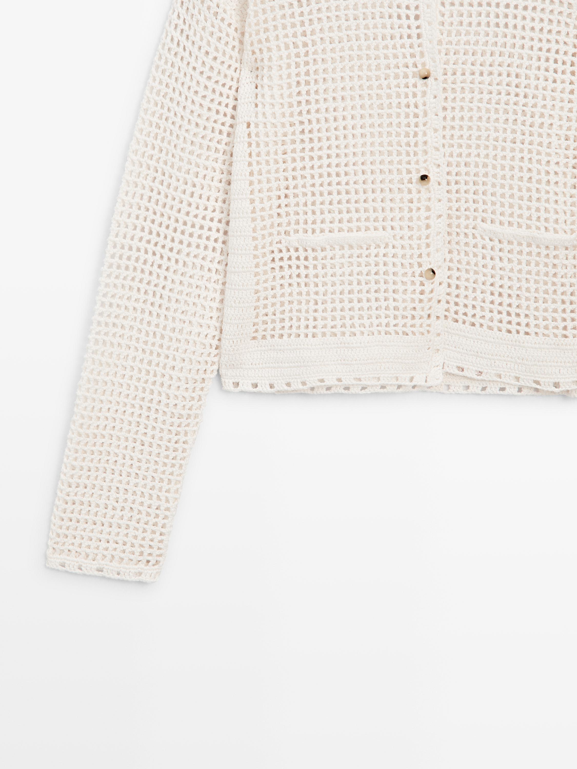 100% cotton openwork crochet cardigan